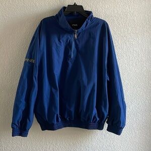 Ping Men’s Golf 1/4 Zip Pullover Nylon Windbreaker Jacket Blue Size Large